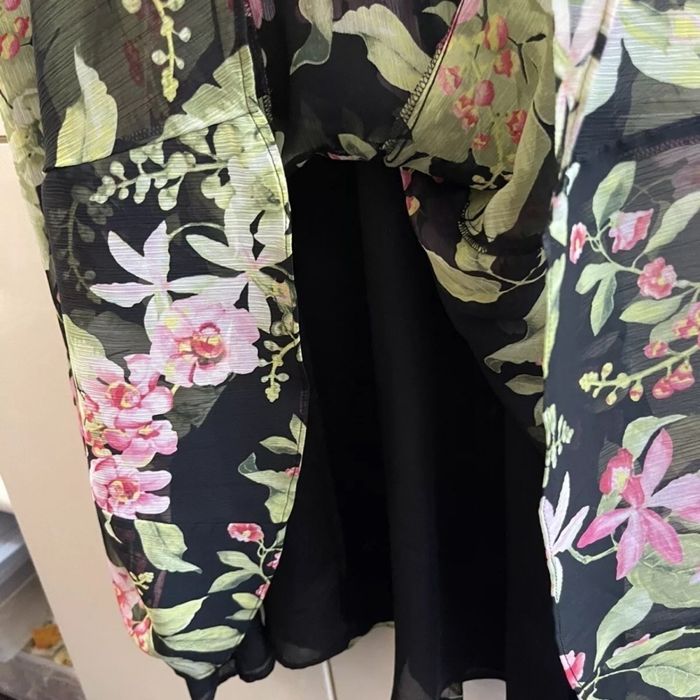 Tommy Hilfiger Womens Pink Floral Sleeveless Ruffle Evening Midi Dress Size 12 - Picture 5 of 9
